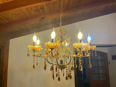 Lámpara de Techo Vintage con Cristales Ámbar - miniatura 4
