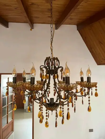 Lámpara de Techo Vintage con Cristales Ámbar - miniatura 5