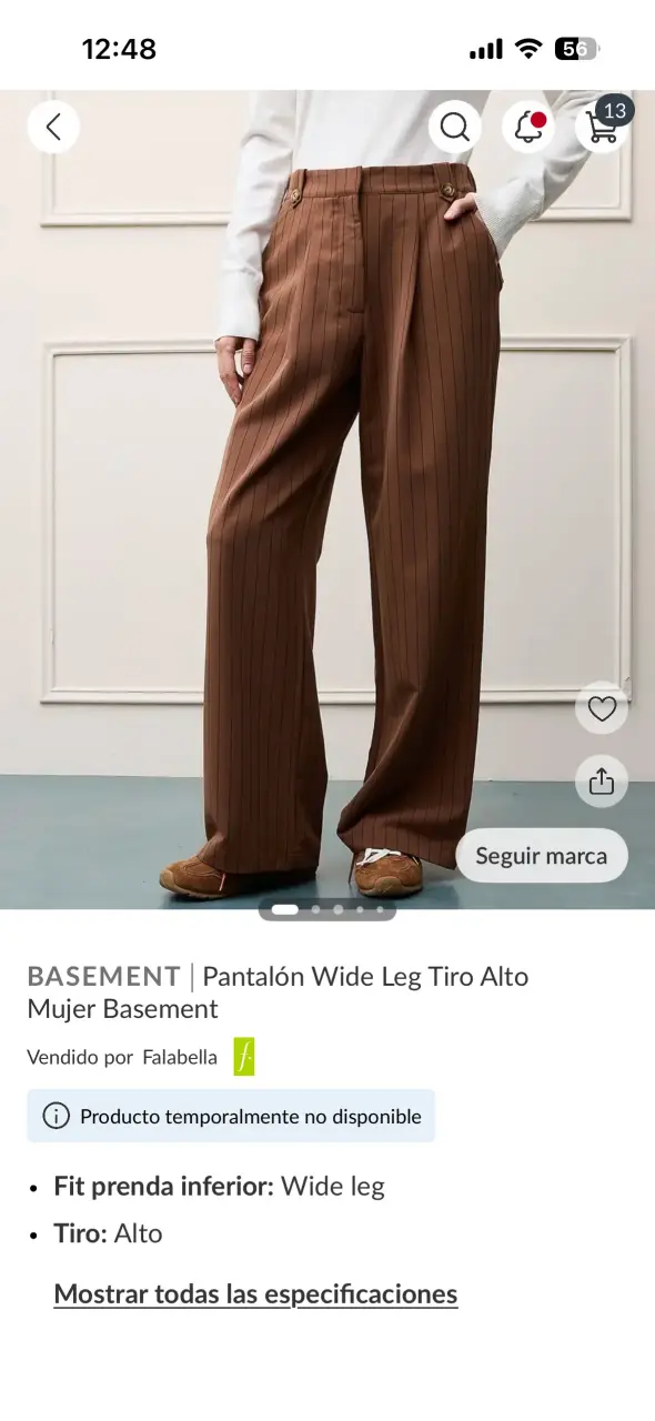 Pantalón Wide Leg Tiro Alto Mujer Basement - 4