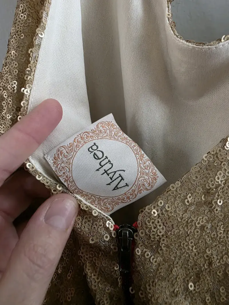 Vestido de fiesta dorado y naranjo lentejuelas Aly - 4