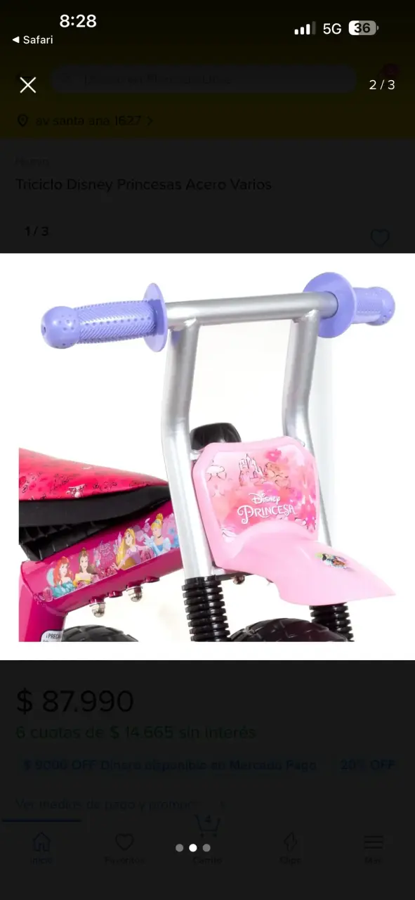 Triciclo infantil Disney Princesas rosa - 1