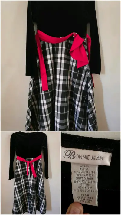 Vestido Bonnie Jean negro y rojo, estampado a cu - miniatura 1