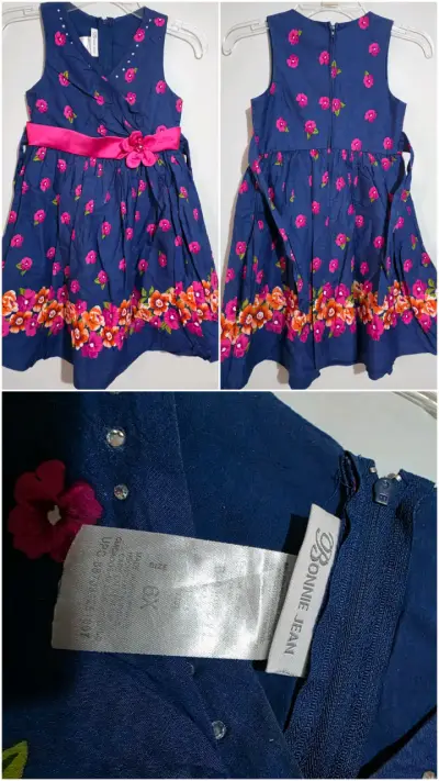 Vestido floral azul para niña Bonnie Jean - miniatura 1