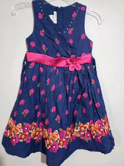 Vestido floral azul para niña Bonnie Jean - miniatura 2