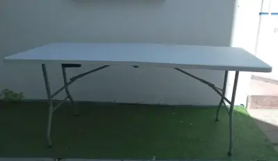 Mesa plegable portátil 180 cm blanca - miniatura 3
