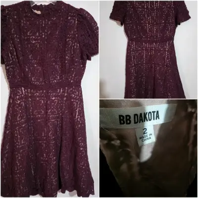 Vestido de encaje burdeos BB Dakota - miniatura 1