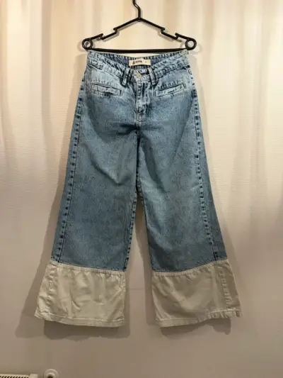 Jeans anchos de mezclilla con detalle blanco Rupha - miniatura 1