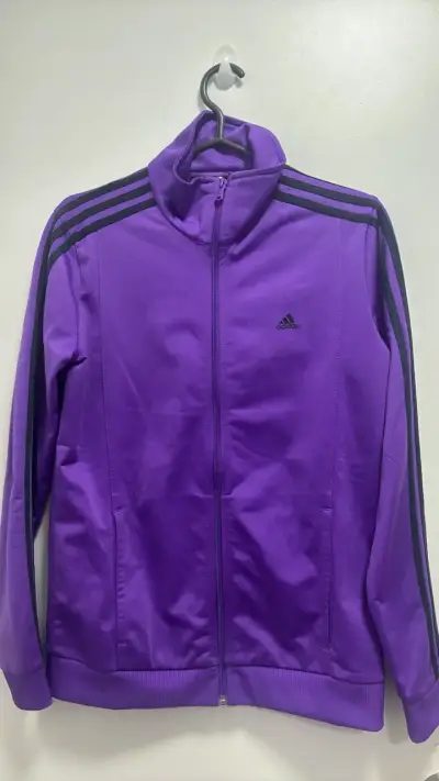 Chaqueta deportiva morada Adidas con cierre - miniatura 1