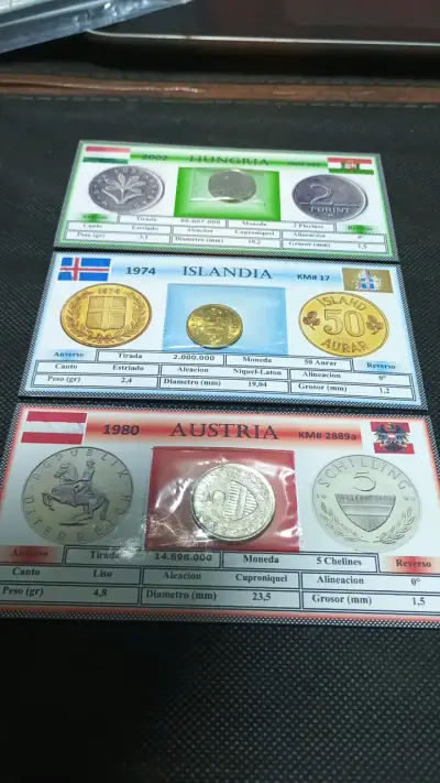 Set de Monedas de Colección Hungría, Islandia y Austria - miniatura 1