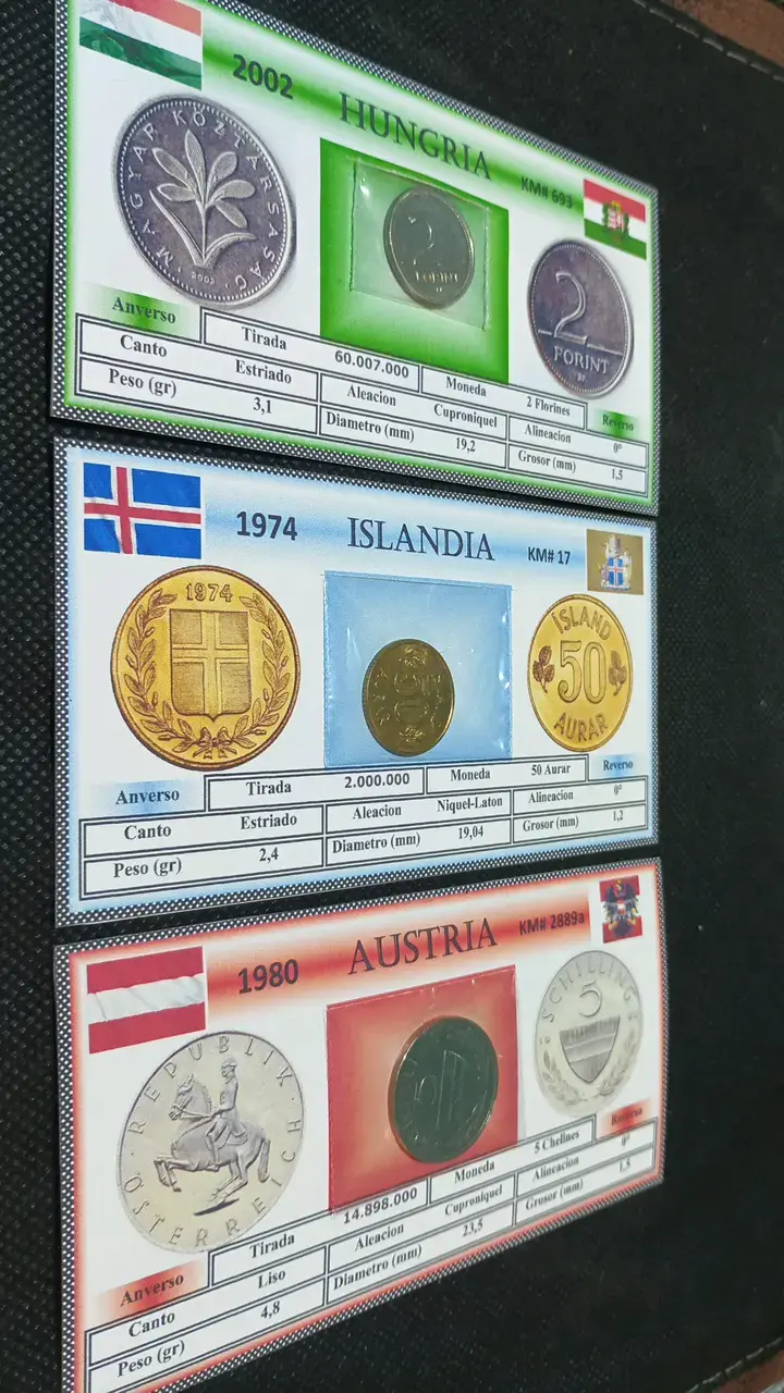 Set de Monedas de Colección Hungría, Islandia y Austria - 2