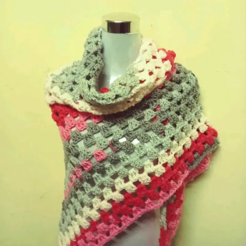 Chal tejido a crochet multicolor para mujer - 2