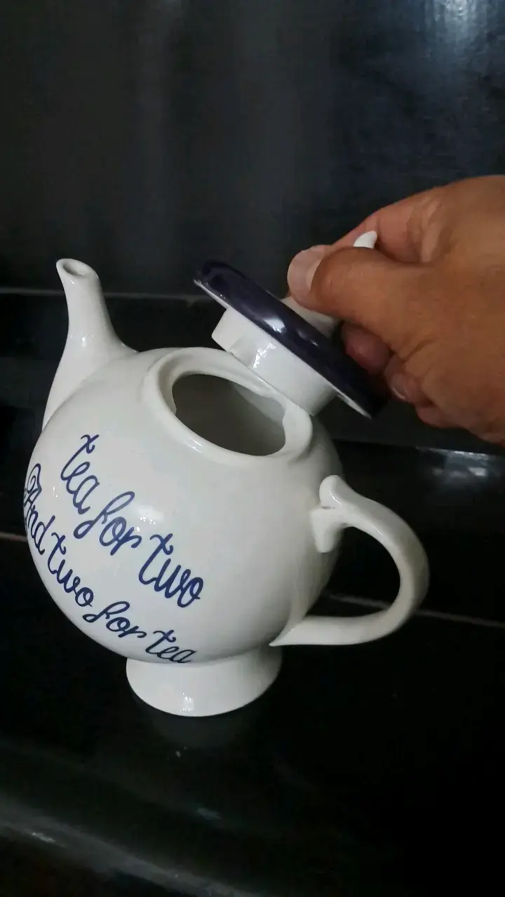 Tetera 1 litrode porcelana 'Tea for Two' blanca - 3