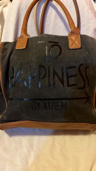 Bolso de mano Xtrem gris con detalles marrones - miniatura 1