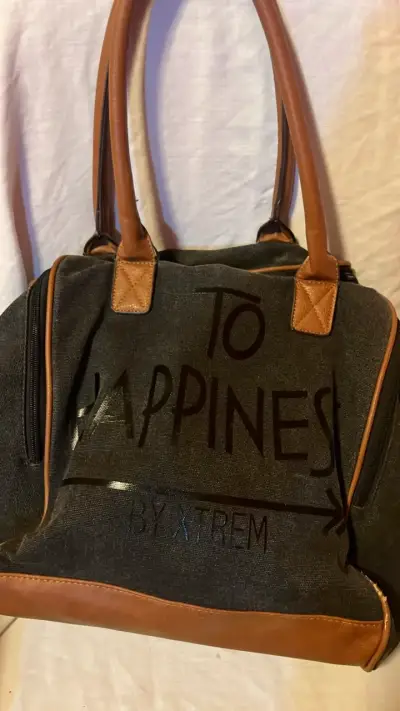 Bolso de mano Xtrem gris con detalles marrones - miniatura 4