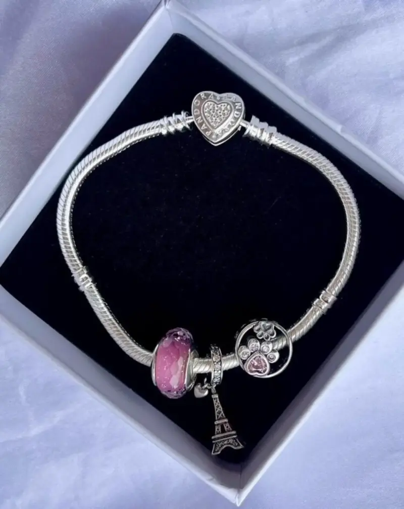 Pulsera de plata 925 con cierre de corazón Pandora - 4