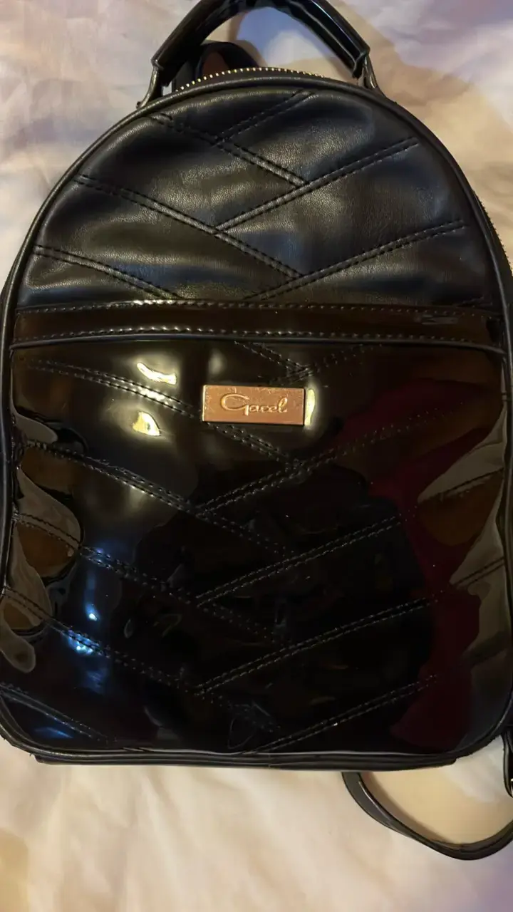 Mochila negra de cuero Gazel elegante - 1