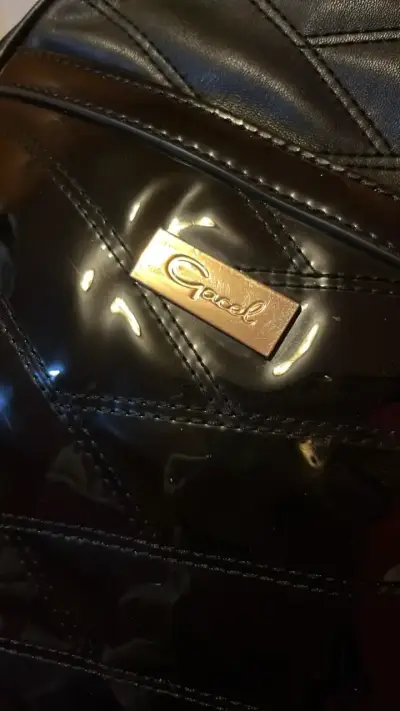 Mochila negra de cuero Gazel elegante - miniatura 2