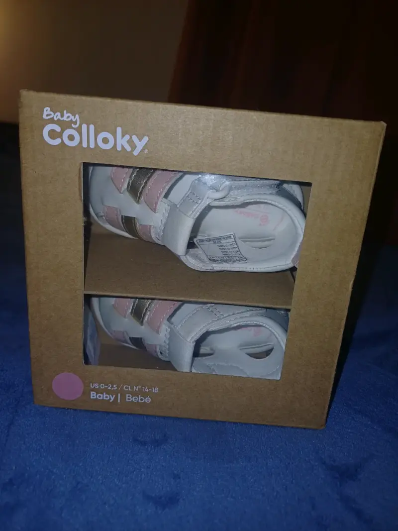 Sandalias para bebé Colloky blancas y rosadas - 3