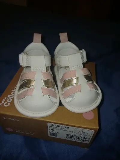 Sandalias para bebé Colloky blancas y rosadas - miniatura 5