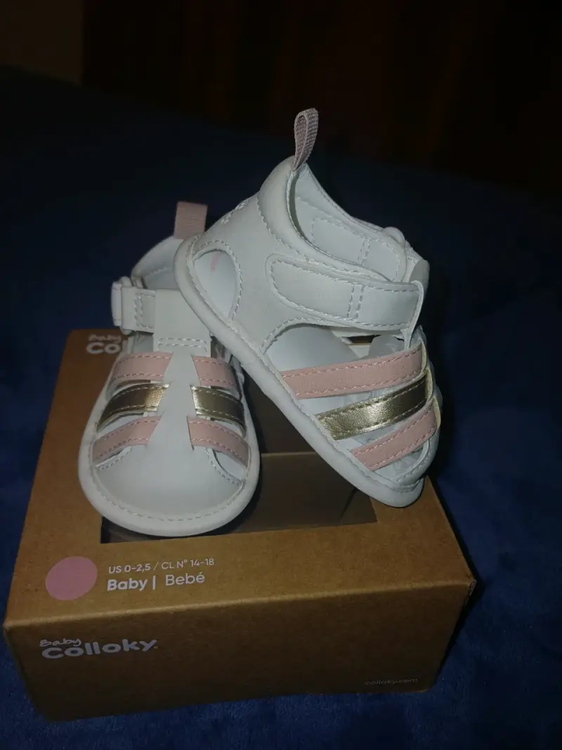 Sandalias para bebé Colloky blancas y rosadas - 6