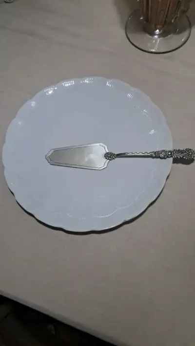 plato tortero porcelana y servidor de torta vinta - miniatura 1