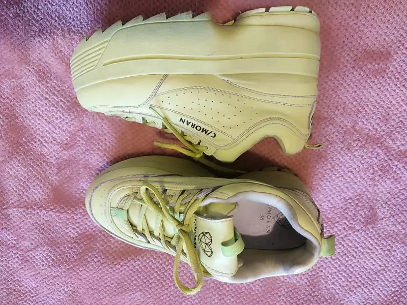 Zapatillas T38  verdes C/Moran de cuero. - 5