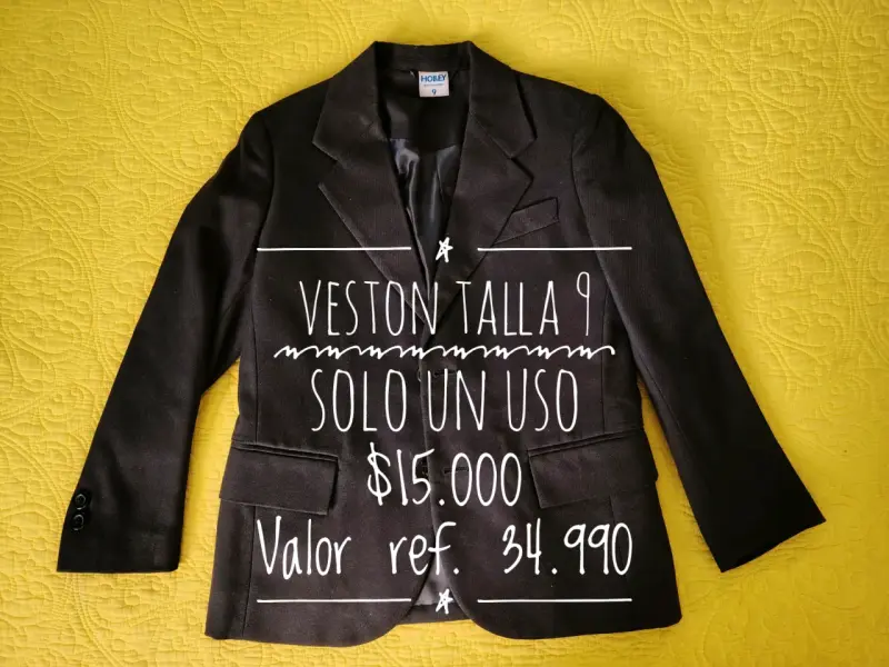 Veston negro talla 9 para niño, usado una vez