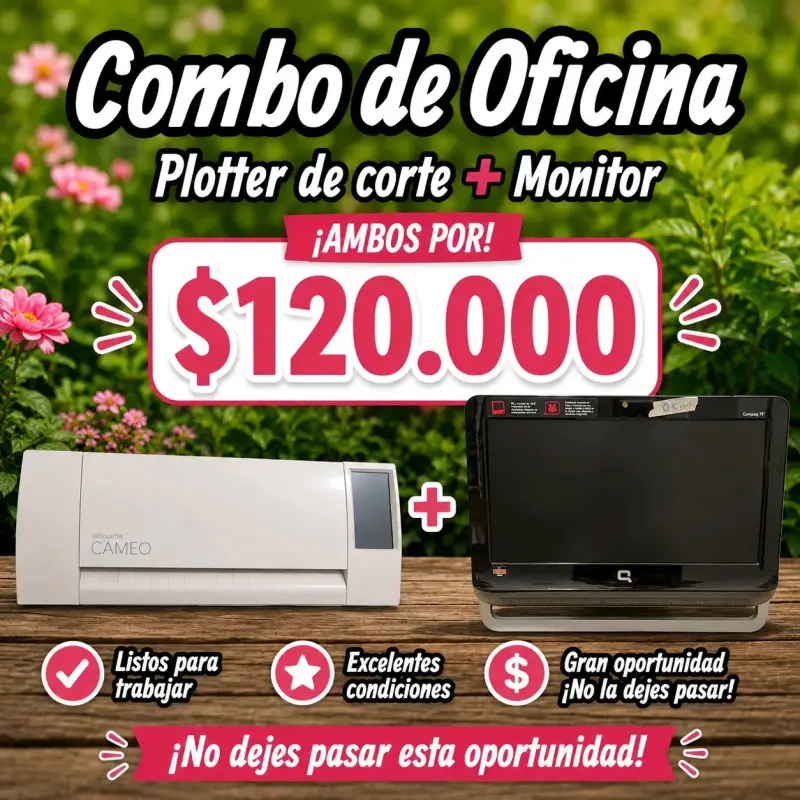 Combo de Oficina: Plotter de Corte Silhouette Cameo y Monitor Compaq