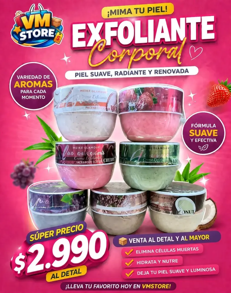 Exfoliante Corporal Meike Glamour Variedad de Aromas