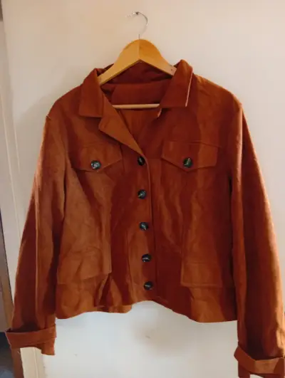 Chaqueta de gamuza marrón para mujer - miniatura 1