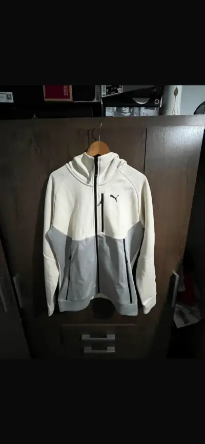 Polerón con capucha blanco y gris Puma - miniatura 1
