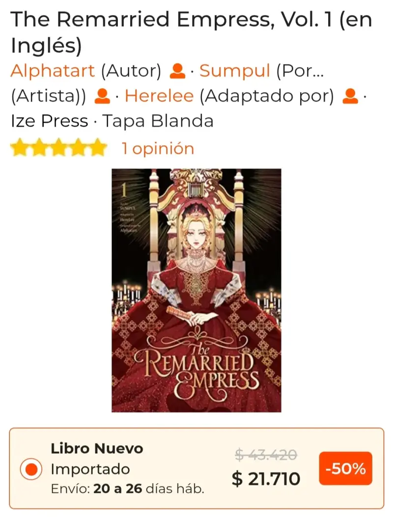 Manga The Remarried Empress Vol. 1 en Inglés - 2