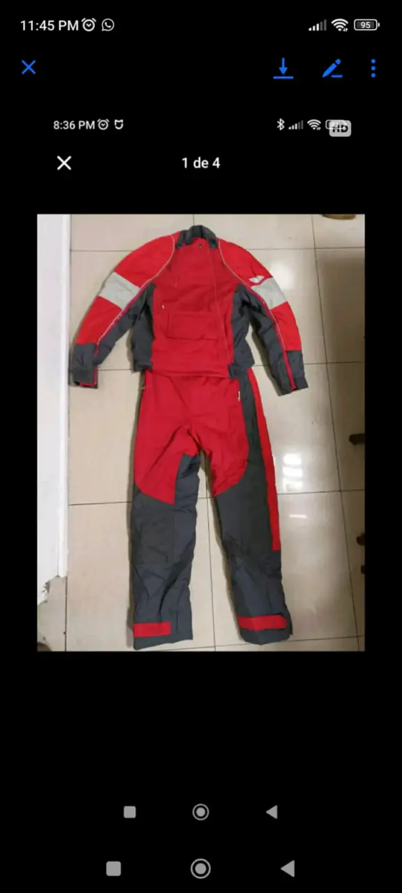Traje de Moto Rojo y Gris para Hombre - 1