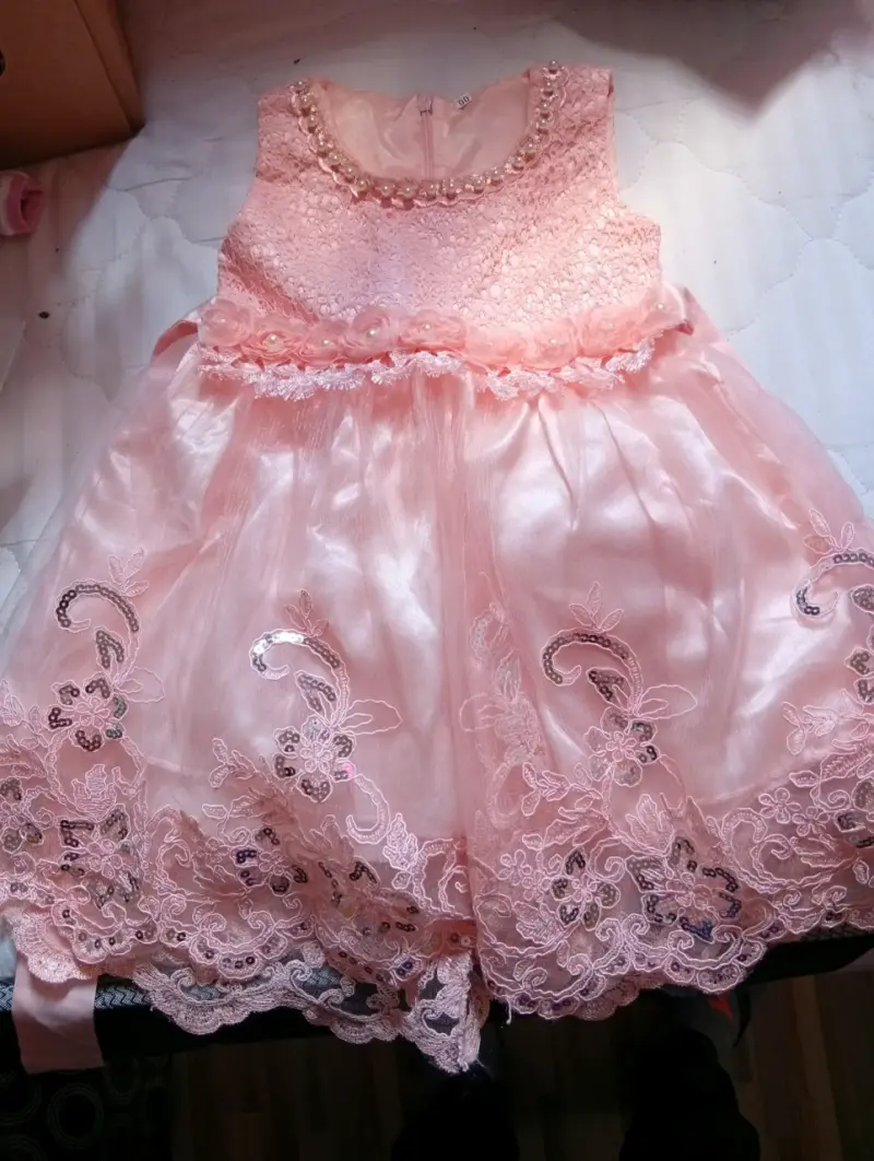 Vestido de fiesta para niña color rosa con encaje - 2