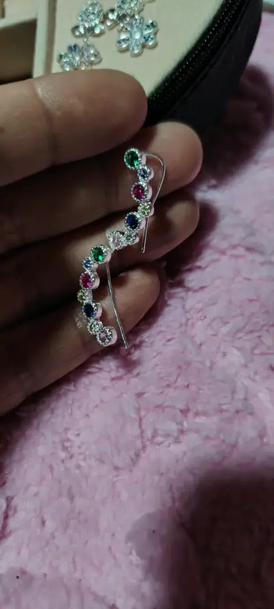 Pendientes de plata con piedras multicolor - miniatura 1