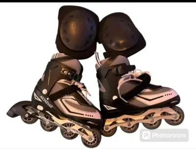 Patines en línea negros con protecciones - miniatura 2