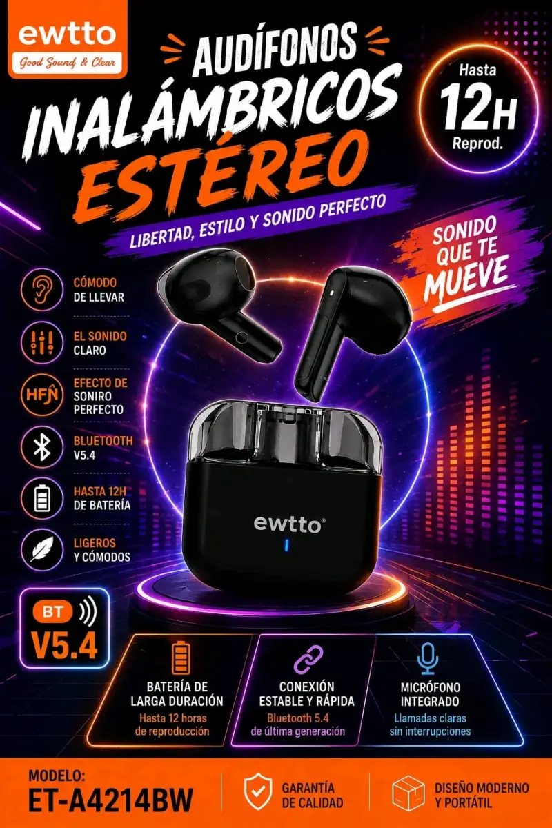 Audífonos inalámbricos estere Ewto con Bluetooth