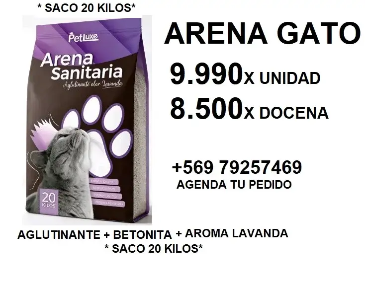 Arena Sanitaria para Gatos Petluxe Lavanda 20kg