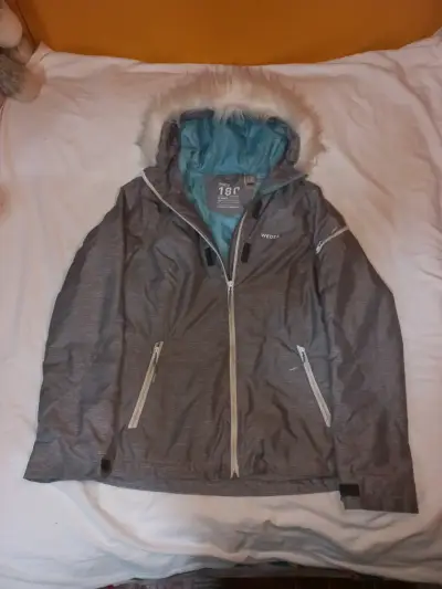 Chaqueta de esquí Wedze gris con capucha de piel - miniatura 1