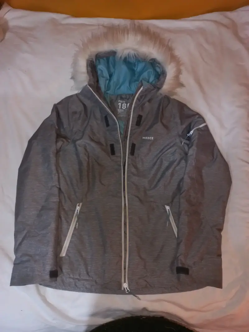 Chaqueta de esquí Wedze gris con capucha de piel - 3