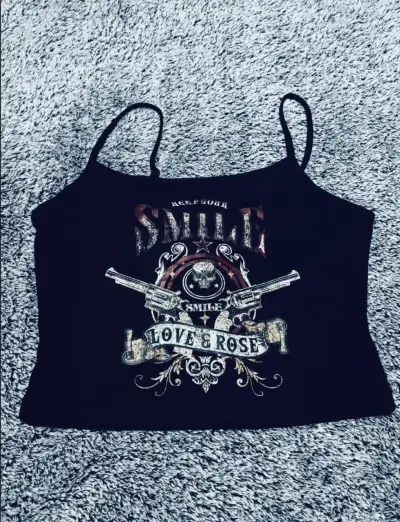 Top Y2K Rockstar Skull - miniatura 1