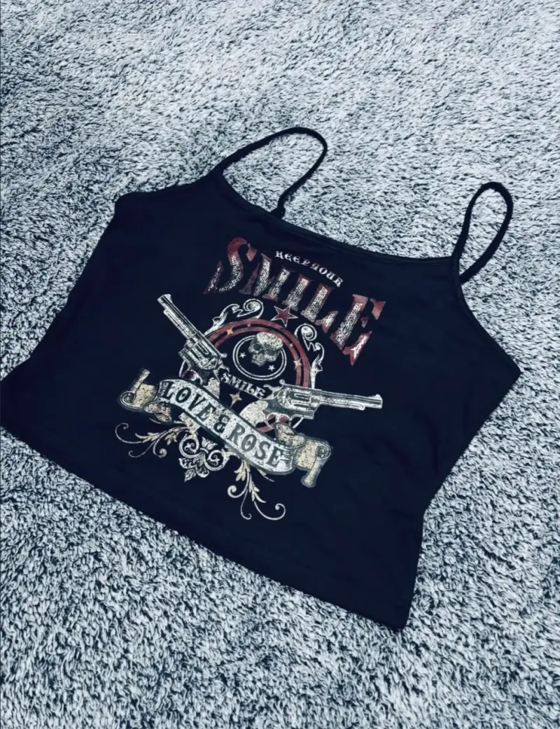 Top Y2K Rockstar Skull - 2