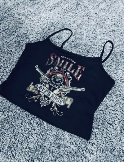 Top Y2K Rockstar Skull - miniatura 2
