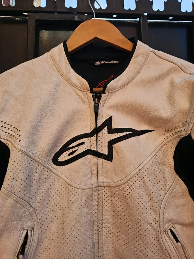 Chaqueta de cuero Alpinestars blanca original - 2