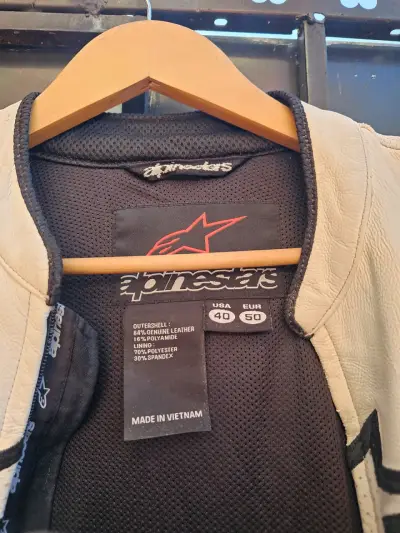 Chaqueta de cuero Alpinestars blanca original - miniatura 3