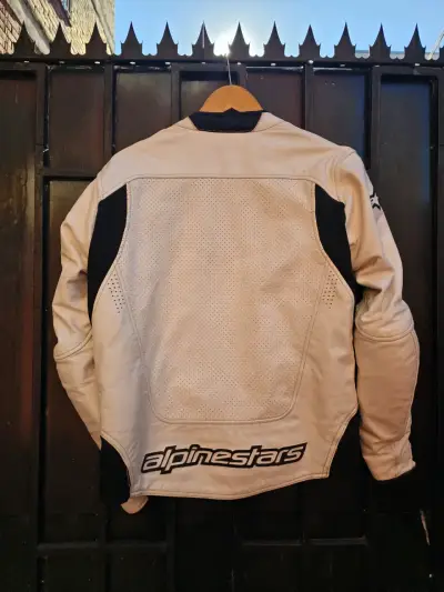 Chaqueta de cuero Alpinestars blanca original - miniatura 5
