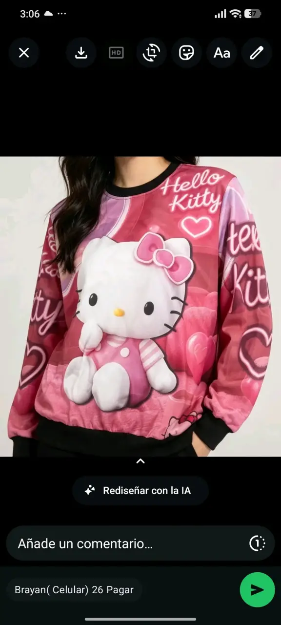 Polerón Hello Kitty rosa para mujer