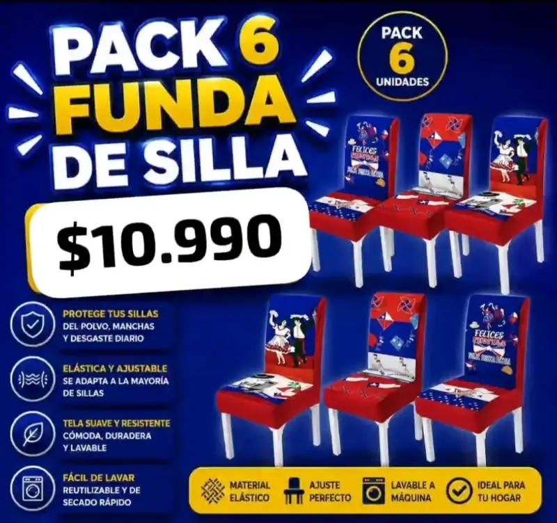 Pack de 6 fundas de silla elásticas