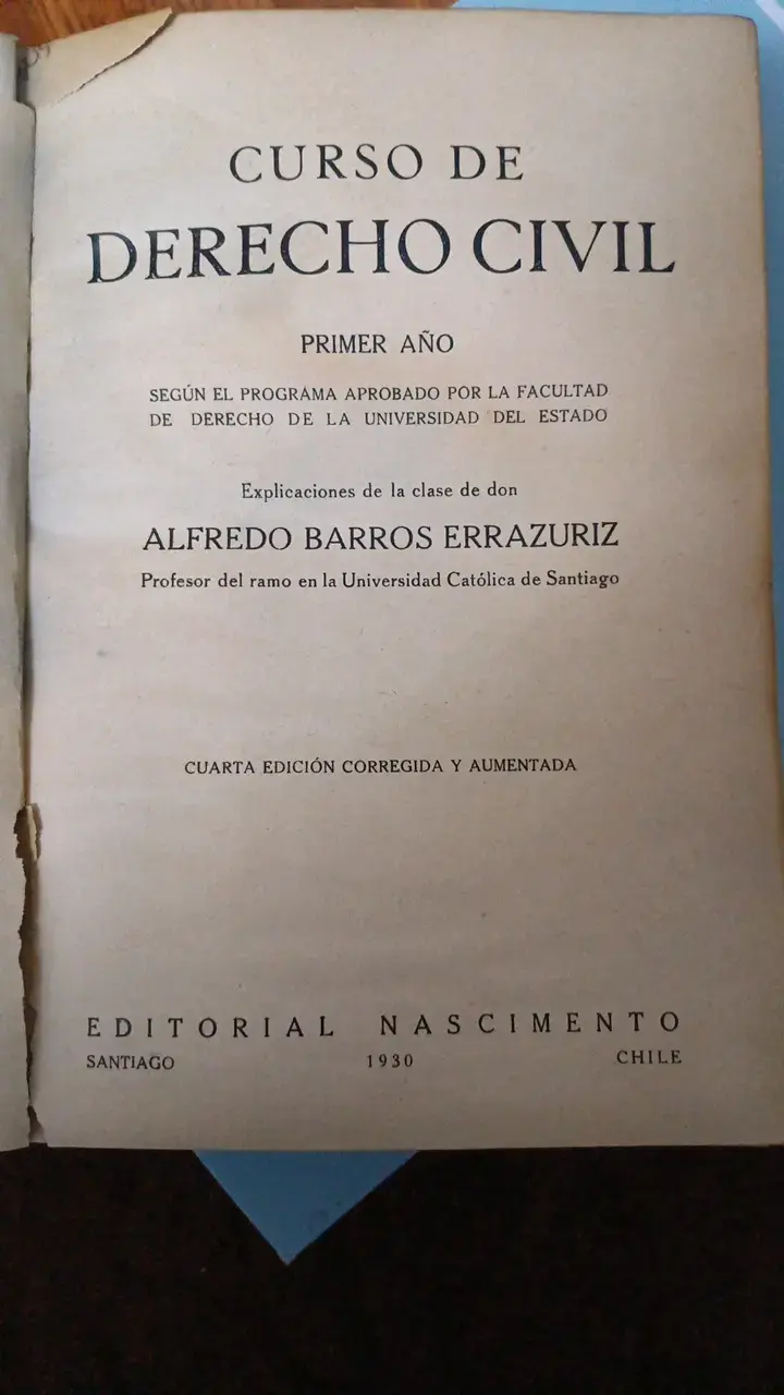 Libro Curso de Derecho Civil 1930 Alfredo Barros - 1