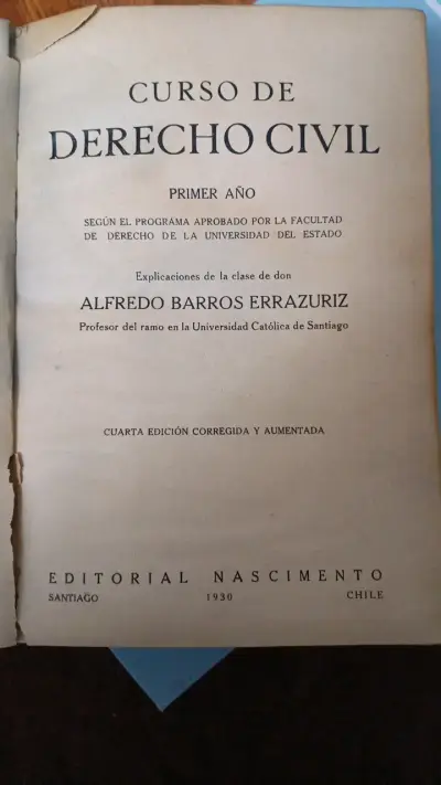 Libro Curso de Derecho Civil 1930 Alfredo Barros - miniatura 1